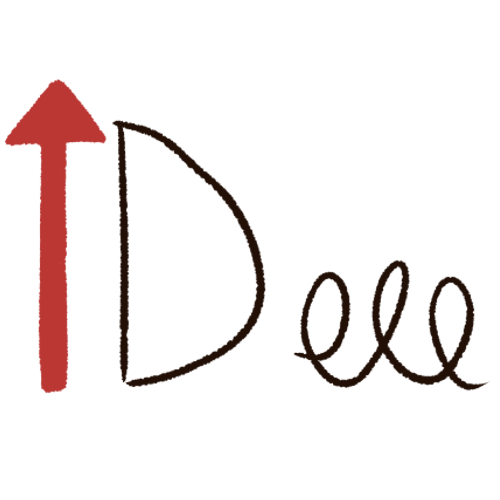 a drawing of a red arrow pointing upwards next to a capital D and some scribbles. 